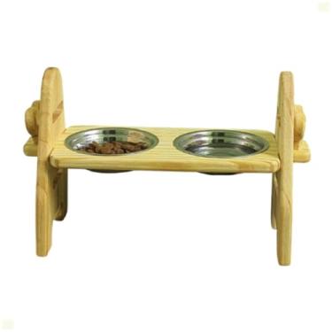 Imagem de Comedouro Duplo Elevado Regulável Para Cães De Porte Médio Com 2 Potes Inox