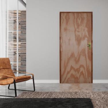 Imagem de Kit Porta de Madeira 210x70cm Batente 14cm Fechadura Golf Rodam