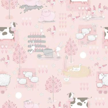 Imagem de Papel De Parede Fazendinha G78376 Rosa Tiny Tots 2 - G78376