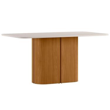 Imagem de Mesa De Jantar 6 Lugares Retangular Tampo Vidro Verbena N01 Ypê Off White - Lyam Decor