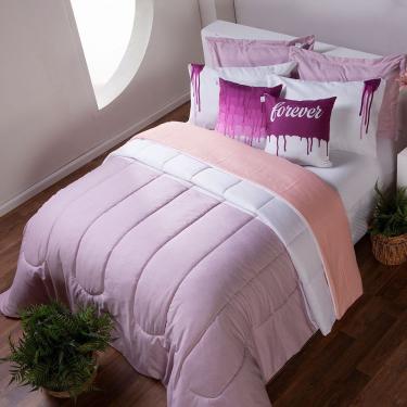 Imagem de Kit Edredom Linho Colorido Casal Queen 7 Peças Rosa