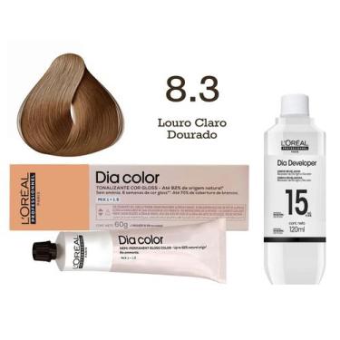 Imagem de Tonalizante Dia Color 8.3 Louro Claro Dourado + Emulsão Reveladora 15v