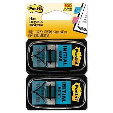 Imagem de Post-it Post-It 680Ih2 Sinalizadores De Mensagem Inicial Aqui 1 Polegada X1-3/4 Polegadas 100/Pacote Azul 1" X 1 7/10" Azul Claro