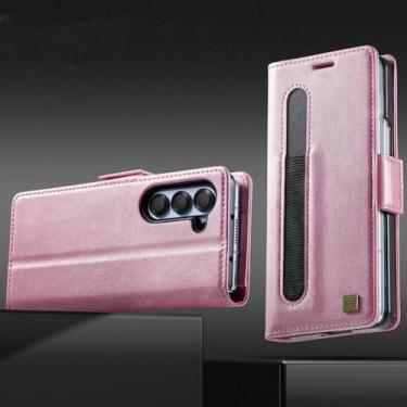 Imagem de YOGISU Capa tipo carteira de couro para Samsung Galaxy Z Fold6 com suporte para caneta e bloqueio de slot (para Samsung Galaxy Z Fold6/rosa)