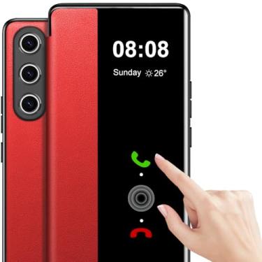 Imagem de Capa para Samsung S25 FE Flip Couro Transparente S-View [Janela Touchable] para Samsung Galaxy S25 FE Capa de Telemóvel Janela Inteligente Capa Protetora Rígida Flip À Prova de Choque 5G S25 FE Capa