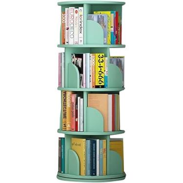 Imagem de AKALNNB Estante giratória de 360 graus MDF sólido estante giratória 3/4/5 prateleira giratória para casa estante de livros de alta densidade com defletor, verde - 40 x 160