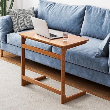 Imagem de Mesa de cabeceira leve, armário lateral de sofá de madeira maciça ecológica, mesa portátil para sala de estar, mesa de chá em forma de C, mesa para computador portátil, uso hospitalar e dom