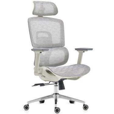 Imagem de Cadeira de Escritório Presidente Dr.office Giratória, Mesh Respirável, Braço Ajustável, Regulagem de Altura, Cinza