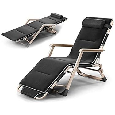 Imagem de Espreguiçadeira de pátio, estrutura de aço, 600D, Oxford, cama dobrável para berço, cama com almofada removível de algodão com memória 3D, para acampamento, quintal, praia, suporta 136 kg, ajustável