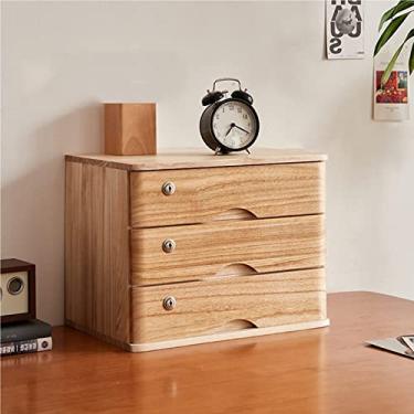 Imagem de Caixa organizadora de mesa – Armário de arquivos de mesa, gavetas organizadora de papelaria de mesa, caixa de armazenamento de maquiagem de madeira, prateleiras de armazenamento de bancada, para
