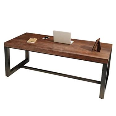 Imagem de Mesa de escritório de madeira maciça para computador de escritório, pernas de metal industrial e bancada pessoal de pinheiro, mesa de conferência/mesa de estudo multifuncional (5 cm 200 x 80 x 75 cm