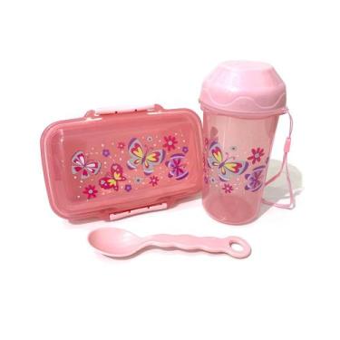 Imagem de Kit Marmita Com Copo Infantil - FWB, Rosa