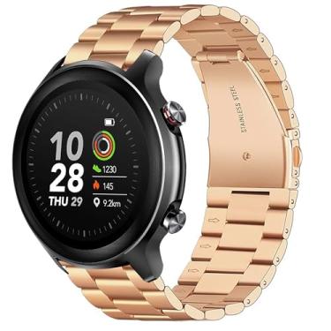 Imagem de Lamshaw Pulseira de relógio inteligente Cubitt CT4, pulseiras de substituição de aço inoxidável de liberação rápida de 22 mm, ouro rosa, tamanho único