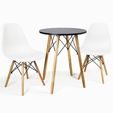 Imagem de Mesa Eiffel Redonda Branca P/Sala 60cm Com 2 Cadeiras Brancas Charles Eames