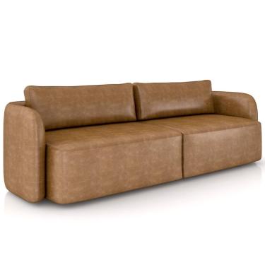 Imagem de Sofá 3 Lugares Sala Living Orgânico 220cm Oregon K01 Couríssimo Whisky - Lyam Decor