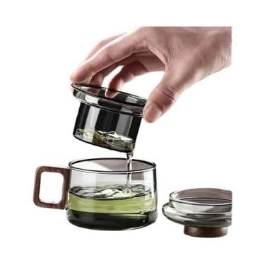 Imagem de Copo De Chá De Vidro Reutilizável E Resistente Ao Calor Com Infusor Pa