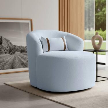 Imagem de Puff Poltrona Decorativa Orgânica Roma Sala Bouclé Com Almofada