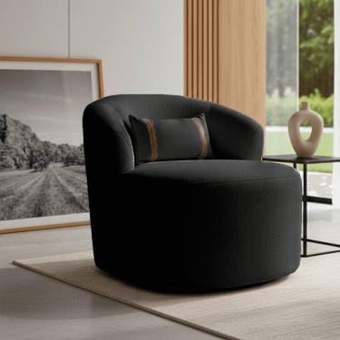 Imagem de Puff Poltrona Decorativa Orgânica Roma Sala Bouclé Com Almofada