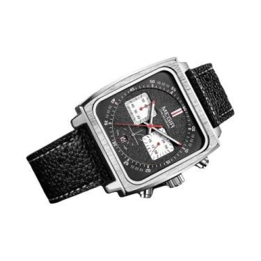Imagem de Relógio Masculino MEGIR Com Pulseira De Couro Azul, Cronógrafo De Quar