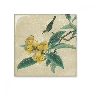 Imagem de Loquat bordado figura de pena pintura chinesa azulejo de cerâmica brilhante decalque vitrificado pedra adornada