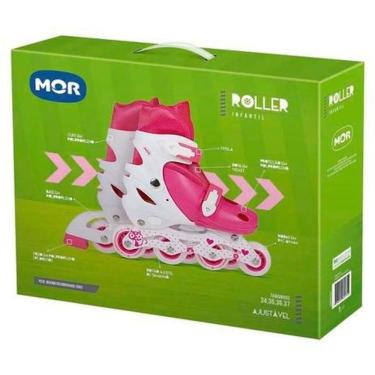 Imagem de Patins Roller Infantil Rosa Ajustável do 34 ao 37 - Mor