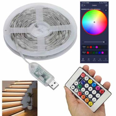 Imagem de Fita Led Smart Aplicativo App Celular Cores RGB 10 Metros Ajustavel Decoraçao Gesso Natal Sanca Luzes Pisca Pisca