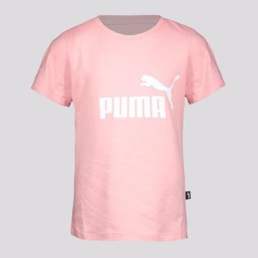 Imagem de Camiseta Puma Ess Logo Infantil Rosa E Branca