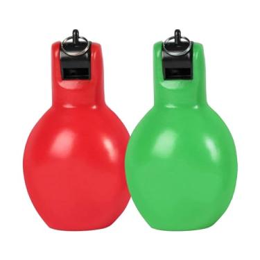 Imagem de Generic 2x mão squeeze apitos treinador apito portátil esportes apito treinadores apito para futebol basquete crianças, Verde e Vermelho