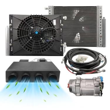 Imagem de Universal 12 V sob o painel de ar condicionado A/C kit apenas função de resfriamento ajuste universal van táxi trailer automático caminhão elétrico AC economia de energia preto