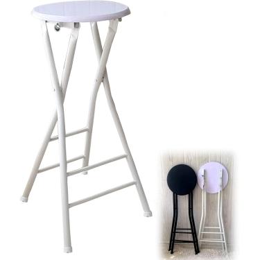 Imagem de Banco de bar dobrável portátil de 28 polegadas/70 cm, cadeira alta redonda dobrável, banco dobrável que economiza espaço para festa de acampamento em RV, capacidade de carga de 330 libras, b