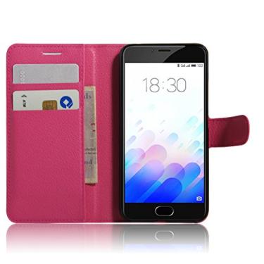 Imagem de Capa carteira MEIZU M3/M3S, capa carteira flip de couro PU premium com compartimento para cartão, suporte e fecho magnético [capa interior à prova de choque de TPU] Compatível com MEIZU M3/M3S