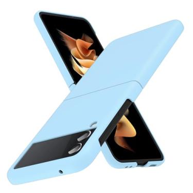 Imagem de CMYFUTNG Capa para Galaxy Z Flip 3 5G, leve, slim fit, proteção contra quedas, resistente à prova de choque, para Samsung Galaxy Z Flip3 5G, fina, rígida, PC, proteção à prova de choque, azul celeste
