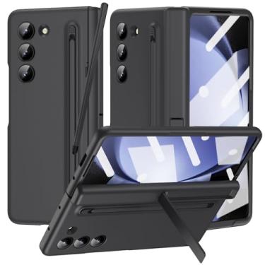 Imagem de NINKI Capa compatível com Galaxy Z Fold 6 com suporte para caneta S e caneta fina S, capa protetora de tela com dobradiça de suporte, Z Fold6 para celular Galaxy Fold 6 preta
