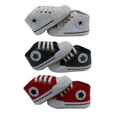 Imagem de Kit 3 pares Sapatinho Bebê Tênis Cano Alto Menino - Bicho de Pé Baby, 
