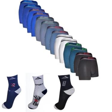 Imagem de Kit 4 Cuecas Microfibra Box Boxer Adulto Premium + 3 Pares Meias Altom