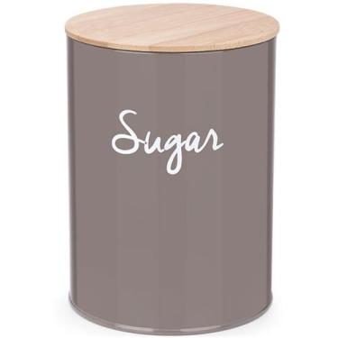Imagem de Lata Porta Condimentos Sugar Pote Para Açúcar Aço e Bambu Haus Concept