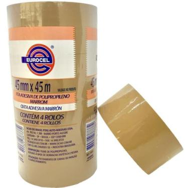 Imagem de Fita para Empacotamento PP 33 45MM X 45M Marrom - Pacote com 4 - Euroc