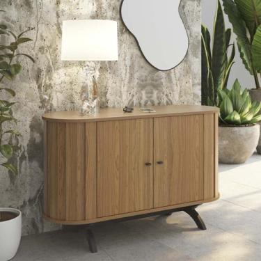 Imagem de Balcão Curvo 130 Cm 2 Portas e 2 Prateleiras Freijó / Preto Fosco Dall