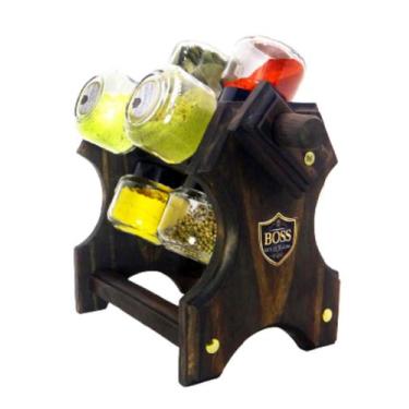 Imagem de Porta Temperos Condimento Giratório com Manivela e 8 Potes - Boss Arte