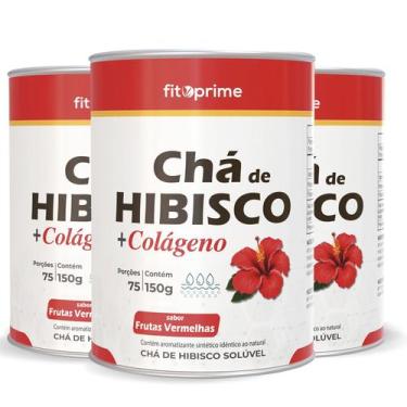 Imagem de Kit 3 Chá de Hibisco com Colágeno Sabor Frutas Vermelhas Pó 150g Fitop