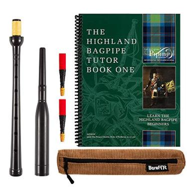 Imagem de Frazer Warnock Canta de fole padrão para prática de gaita de foles, livro tutor The Piping Center of Scotland para gaita de foles Highland, 2 palhetas de qualidade, estojo respirável e conjunto de