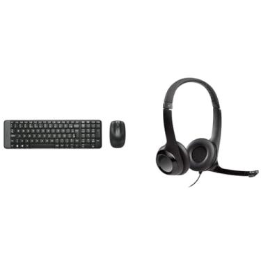 Imagem de Kit Teclado e Mouse sem fio Logitech MK220 com Design Compacto e Layout ABNT2 + Headset com fio USB Logitech H390 Preto