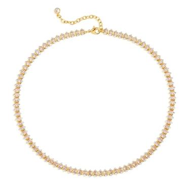 Imagem de BENEIGE Colar gargantilha de ouro, banhado a ouro 14 K delicado olho turco turquesa borla corrente delicada moda gargantilha colar joia presente para mulheres, Latão, Zircônia cúbica