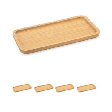 Imagem de 4un PETISQUEIRA RETANGULAR BAMBU 37CM BANDEJA FRIOS C/ BORDA - clink