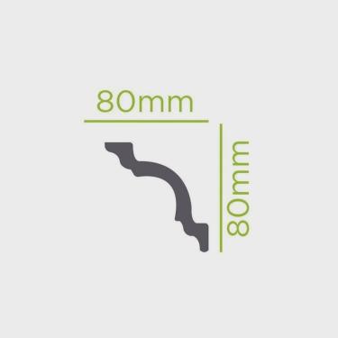 Imagem de Kit com 5 Barras Rodateto de Poliestireno 8cm X 80mm Liso 10m