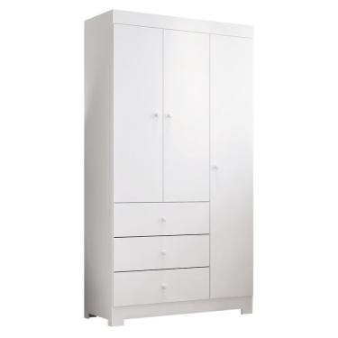 Imagem de Guarda Roupa Infantil Duda 3 Portas e 3 Gavetas - Phoenix Baby Branco