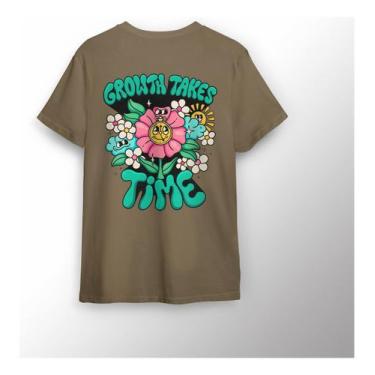 Imagem de Camiseta Casual Unissex Estampada Flor Growth Takes, Premiun - Lobo Se