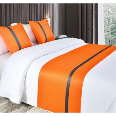 Imagem de Cachecol de cama de hotel, colchas, sedoso, macio, lenço, proteção, simples, toalha de cama de cor sólida, decoração de quarto - laranja|solteiro 40 x 198 cm
