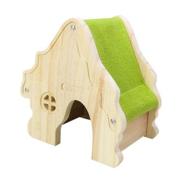 Imagem de Fenteer Casa de hamster de madeira, para dormir, esconderijo, cabana de brincar, habitats para ratos, lemingues, hamsters sírios, ouriços, pequenos