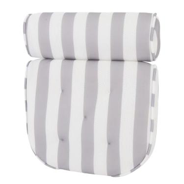 Imagem de Travesseiro de Banho, Descanso de Cabeça Banho 6 Xícaras Sucção Resistentes Secagem Rápida Macia para Todas As Banheiras (Listrado)